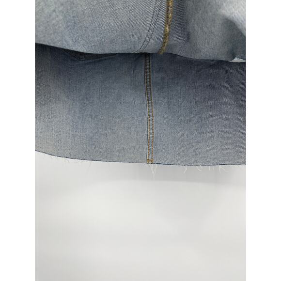 Old Navy Blue Denim High Waisted Button Fly Ripped Cut Off Jean Skirt NEW Size 8 - Picture 9 of 11